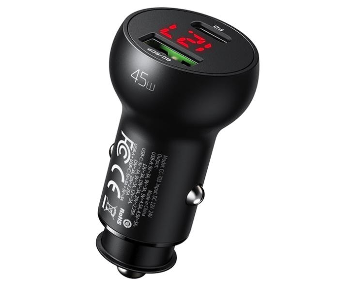 45W PD Car Charger with Digital Display STABLECAM