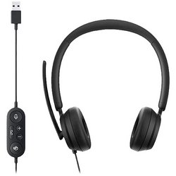 Microsoft I6N-00010 Počítače Sluchátka On Ear kabelová stereo černá Potlačení hluku regulace hlasitosti, Vypnutí zvuku mikrofonu