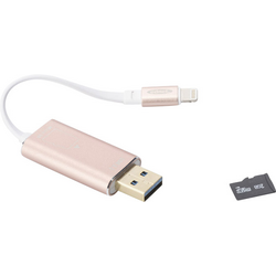 externí čtečka paměťových karet pro iPhone/iPad ednet Smart Memory, USB 3.2 Gen 2 (USB 3.1), Lightning, microSD, růžovozlatá
