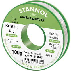 Stannol Flowtin TS bezolovnatý pájecí cín cívka Sn95,5Ag3,8Cu0,7 REL0 100 g 1 mm