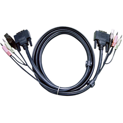 ATEN KVM kabel [2x jack zástrčka 3,5 mm, DVI zástrčka 24+1pólová, USB 2.0 zástrčka A - 2x jack zástrčka 3,5 mm, DVI zástrčka 24+1pólová, USB 2.0 zástrčka B] 1.80 m černá