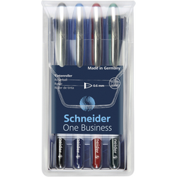 Schneider inkoustové kuličkové pero One Business 0.6 mm modrá, zelená, červená, černá 183094 4 ks/bal. 1 ks