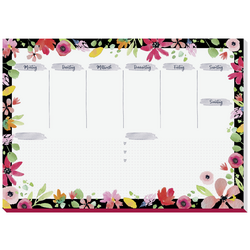 Sigel Flower Love JS100 psací podložka týdenní plán růžová, růžová, zelená, černá, květinová (š x v) 42 cm x 29.7 cm