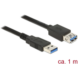 Delock USB kabel USB 3.2 Gen1 (USB 3.0 / USB 3.1 Gen1) USB-A zástrčka, USB-A zásuvka 1.00 m černá pozlacené kontakty 85054