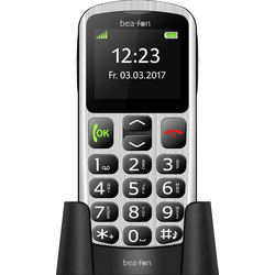 beafon SL250 telefon pro seniory nabíjecí stanice, tlačítko SOS stříbrnočerná