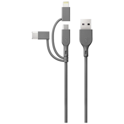 GP Batteries Nabíjecí kabel USB USB 2.0 USB-A zástrčka, Apple Lightning konektor, USB Micro-B zástrčka, USB-C ® zástrčka 1.00 m šedá  160GPCY1N-C1