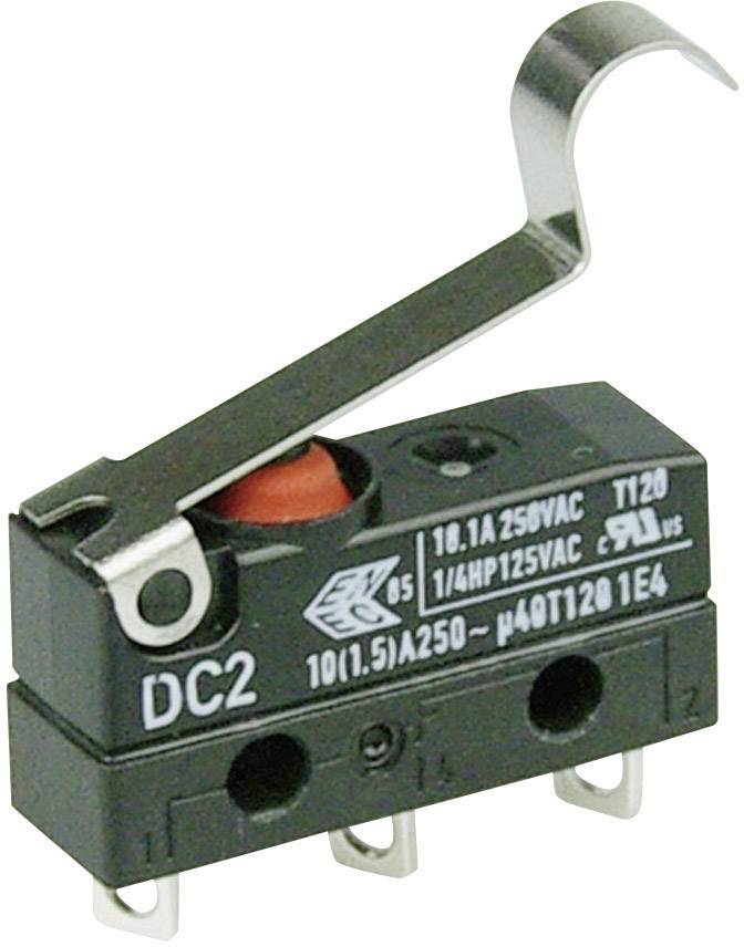 Mikrospínač s páčkou Cherry Sw. DC2C-A1SC, 250 V/AC, 10 A, pájené, 1x zap/(zap)