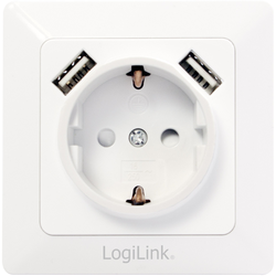LogiLink PA0162 1násobné zásuvka do zdi   s USB, dětská ochrana IP20 bílá