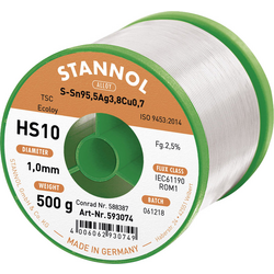 Stannol HS10 2510 bezolovnatý pájecí cín cívka Sn95,5Ag3,8Cu0,7 ROM1 500 g 1 mm