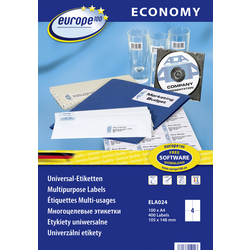 Europe 100 ELA024 etikety 105 x 148.5 mm papír bílá 400 ks permanentní univerzální etikety inkoust, laser, kopie 100 listů A4