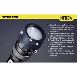 NiteCore NITNFD34 difuzor  MT25, MT26, SRT6 a kapesní svítilny o Ø 33 - 36 mm