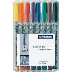 Staedtler popisovač fólií Lumocolor® 316 WP8 modrá, hnědá, žlutá, zelená, oranžová, červená, černá, fialová