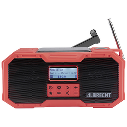 Albrecht DR 112 outdoorové rádio DAB+, FM nouzové rádio, USB, Bluetooth  s USB nabíječkou, Ruční klika, Solární panel, voděodolné, nárazuvzdorné, stolní lampa, s akumulátorem, funkce alarmu červená, černá
