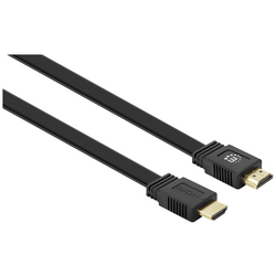 Manhattan HDMI kabel Zástrčka HDMI-A, Zástrčka HDMI-A 2.00 m černá 355612 dvoužilový stíněný, plochý, ploché provedení, High Speed HDMI s Ethernetem HDMI kabel