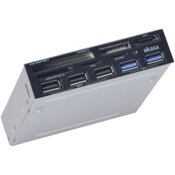 Akasa  AK-ICR-17  integrovaná čtečka paměťových karet  8,9 cm (3,5 ")  USB 2.0 (základní deska), USB 3.2 Gen 1 (USB 3.0), USB 3.2 Gen 1 (základní deska), SATA, Molex  černá