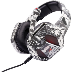 Berserker Gaming ARMY-EMBLA Gaming Sluchátka Over Ear kabelová stereo černá, bílá regulace hlasitosti