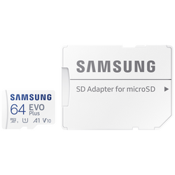 Samsung EVO Plus paměťová karta SDXC 64 GB A1 Application Performance Class, Class 10, Class 10 UHS-I, UHS-I výkonnostní standard A1, vč. SD adaptéru, nárazuvzdorné
