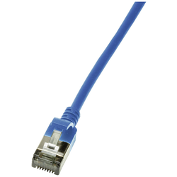 LogiLink CQ9036S RJ45 síťové kabely, propojovací kabely CAT 6A U/FTP 1.00 m modrá extrémně tenký , samozhášecí, flexibilní provedení, fóliové stínění, bez