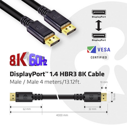 club3D DisplayPort kabel Konektor DisplayPort, Konektor DisplayPort 4.00 m černá CAC-1069B Ultra HD (8K) Kabel DisplayPort