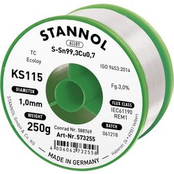 Stannol KS115 bezolovnatý pájecí cín cívka Sn99,3Cu0,7 ROM1 250 g 1 mm