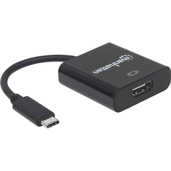 Manhattan 151788 USB / HDMI adaptér [1x USB 3.1 zástrčka C - 1x HDMI zásuvka] černá barevně rozlišený, flexibilní provedení, fóliové stínění, UL certifikace,