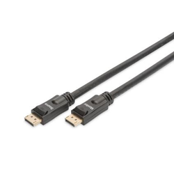 Digitus DisplayPort kabel Konektor DisplayPort, Konektor DisplayPort 15.00 m černá AK-340105-150-S stíněný, kompletní stínění, třížilový stíněný, pozlacené kontakty, zablokovatelný  Kabel DisplayPort