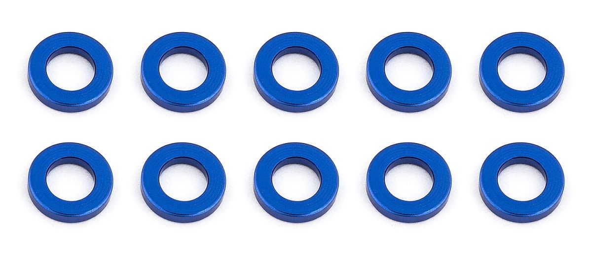Ballstud podložky, 5.5x1.0mm, modré alu, 10 ks. ASSOCIATED