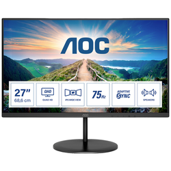 AOC Q27V4EA LED monitor 68.6 cm (27 palec) Energetická třída (EEK2021) F (A - G) 2560 x 1440 Pixel QHD 4 ms HDMI™, DisplayPort, na sluchátka (jack 3,5 mm) IPS