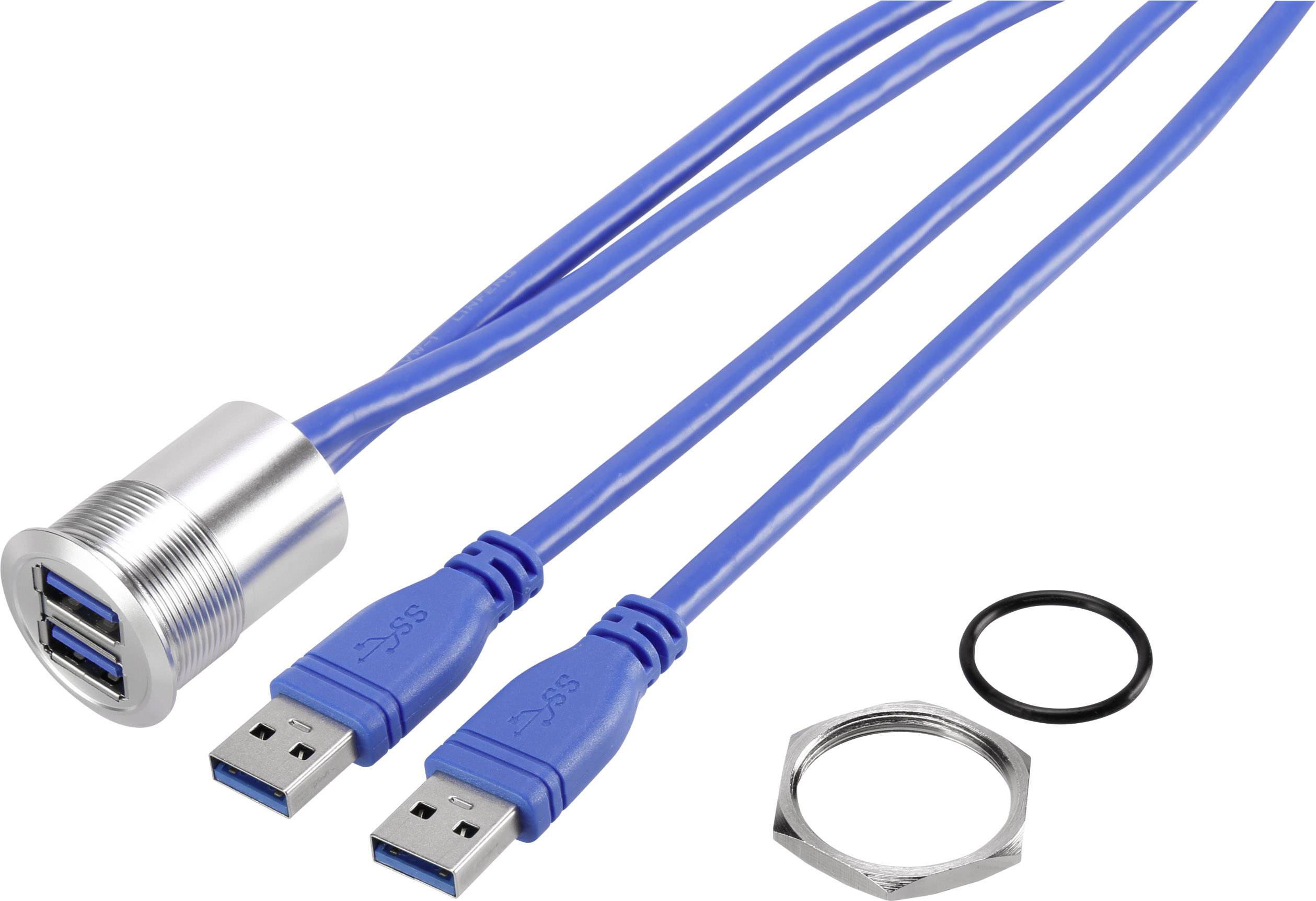 Vestavná USB 3.0 zásuvka Vestavěná zásuvka USB-A 3.0 TRU COMPONENTS N/A 92007P89, typ A, 1.50 m, stříbrná, 1 ks