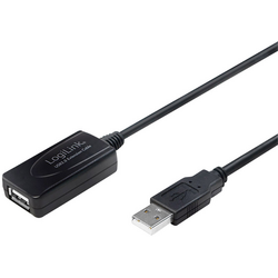 LogiLink USB kabel USB 2.0 USB-A zástrčka, USB-A zásuvka 10.00 m černá  UA0143
