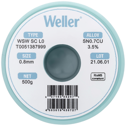 Weller WSW SC L0 bezolovnatý pájecí cín cívka Sn0,7Cu  500 g 0.8 mm