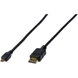Digitus HDMI kabel Zástrčka HDMI-A, Zástrčka HDMI Micro-D 1.00 m černá AK-330115-010-S pozlacené kontakty HDMI kabel
