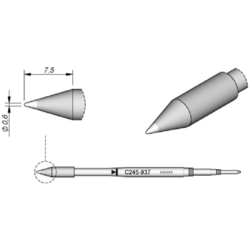 JBC Tools C245937 pájecí hrot oblý, rovný Velikost hrotů 0.6 mm  Obsahuje 1 ks