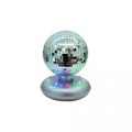 LED zrcadlová koule se světelným stojanem, 13 cm