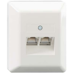 Rutenbeck UAE 2x8(8) Ap rw síťová zásuvka na omítku panel s čelní deskou a rámečkem CAT 3 čistě bílá