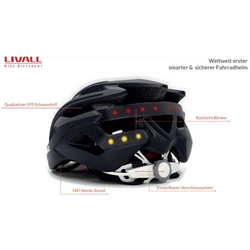 Livall BH62 přilba na jízdní kolo černá Konfekční velikost=L Obvod hlavy=58-61 cm