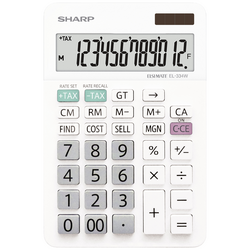 Sharp EL-334W stolní kalkulačka bílá Displej (počet míst): 12 na baterii, solární napájení (š x v x h) 112 x 170 x 14 mm