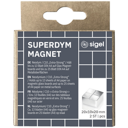 Sigel neodymový magnet C10 "Extra-Strong" (š x v x h) 20 x 10 x 20 mm krychle stříbrná 2 ks BA704
