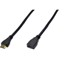 Digitus HDMI prodlužovací kabel Zástrčka HDMI-A, Zásuvka HDMI-A 5.00 m černá AK-330201-050-S High Speed HDMI s Ethernetem, podpora HDMI, kulatý, pozlacené kontakty, dvoužilový stíněný HDMI kabel