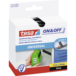TESA On & Off 55225-00-01 pásek se suchým zipem lepicí háčková a flaušová část (d x š) 2500 mm x 20 mm černá 1 ks