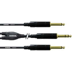 Cordial  audio Y kabel [1x jack zástrčka 6,3 mm - 2x jack zástrčka 6,3 mm] 3.00 m černá