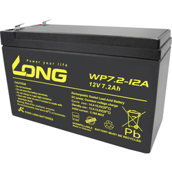 Long WP7.2-12A/F1 WP7.2-12A/F1 olověný akumulátor 12 V 7.2 Ah olověný se skelným rounem (š x v x h) 151 x 102 x 65 mm plochý konektor 4,8 mm VDS certifikace , nepatrné vybíjení, bezúdržbové
