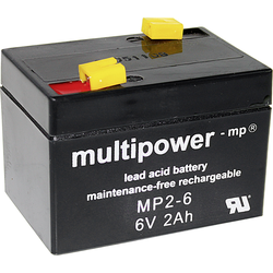 multipower MP2-6 A9620 olověný akumulátor 6 V 2 Ah olověný se skelným rounem (š x v x h) 75 x 53 x 51 mm plochý konektor 4,8 mm bezúdržbové, nepatrné vybíjení