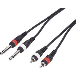 Paccs  audio kabelový adaptér [2x jack zástrčka 6,3 mm - 2x cinch zástrčka] 5.00 m černá