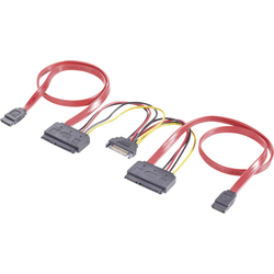 Renkforce pevný disk Y kabel [2x SATA zásuvka 7-pólová, proudová SATA zástrčka 15pólová - 2x kombinovaná SATA zásuvka 15+7-pólová] 0.50 m červená