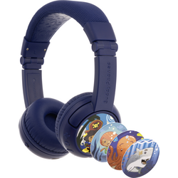 onanoff BuddyPhones® dětské Sluchátka On Ear Bluetooth®, kabelová  tmavě modrá  omezení hlasitosti, složitelná, headset