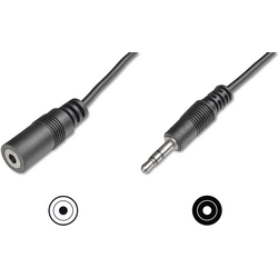 Digitus AK-510200-050-S jack audio kabel [1x jack zástrčka 3,5 mm - 1x jack zásuvka 3,5 mm] 5.00 m černá jednoduché stínění, kulatý