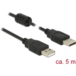 Delock USB kabel USB 2.0 USB-A zástrčka, USB-A zástrčka 5.00 m černá s feritovým jádrem 84893