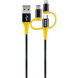 Schwaiger USB kabel USB 2.0 USB-A zástrčka, USB-C ® zástrčka, Apple Lightning konektor, USB Micro-B zástrčka 1.20 m černá, žlutá odolné proti roztržení WKUU310 511