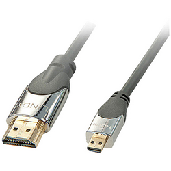 LINDY HDMI kabel Zástrčka HDMI-A, Zástrčka HDMI Micro-D 1.00 m šedá 41421 High Speed HDMI s Ethernetem, vodič z OFC, kulatý, Ultra HD (4K) HDMI s Ethernetem, dvoužilový stíněný, extrémně tenký , pozlacené kontakty, flexibilní provedení HDMI kabel